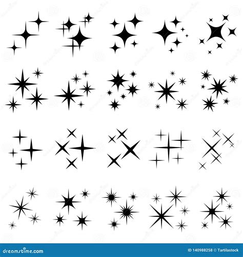 Shiny Sparks Silhouettes. Twinkle Star Particles, Glitter Sparkles and ...