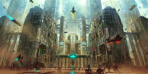 Game illustration, artwork, robot, city, futuristic HD wallpaper ...