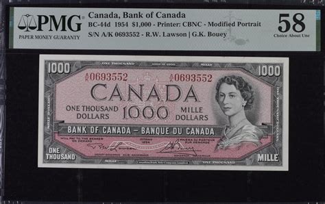 Canadá 1000 Dollars 1954 PMG 58 | MA-Shops