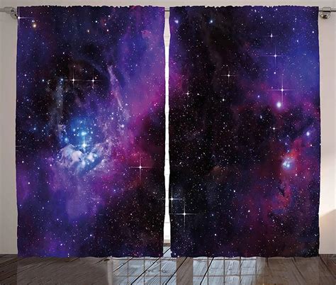 Space Curtains Decor Nebula Dark Galaxy with Luminous Stars and Cosmic ...