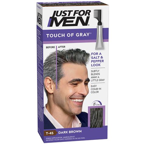 Just For Men Touch of Gray Hair Color Dark Brown Gray T-45 - Shop Hair ...