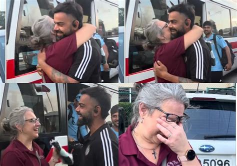 West Indies wicketkeeper Joshua Da Silva's mother hugs and kisses Kohli ...