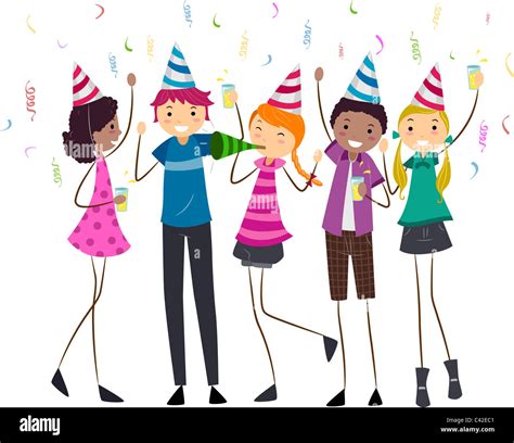 Teens party cartoon hi-res stock photography and images - Alamy