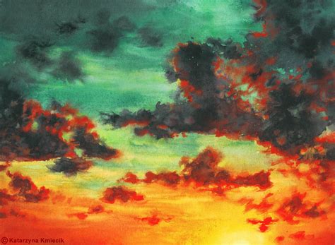 Watercolor Sunset Sky at GetDrawings | Free download