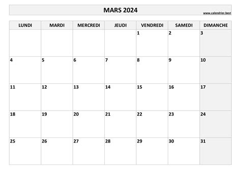 Calendrier 2024 vierge à imprimer -Calendrier.best