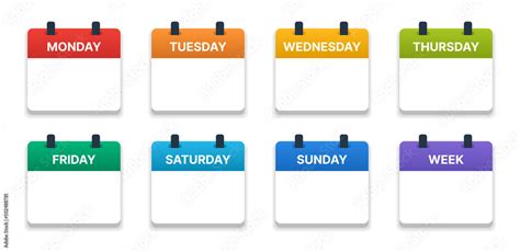 Week calendar schedule vector set in template design. Stock Vector ...