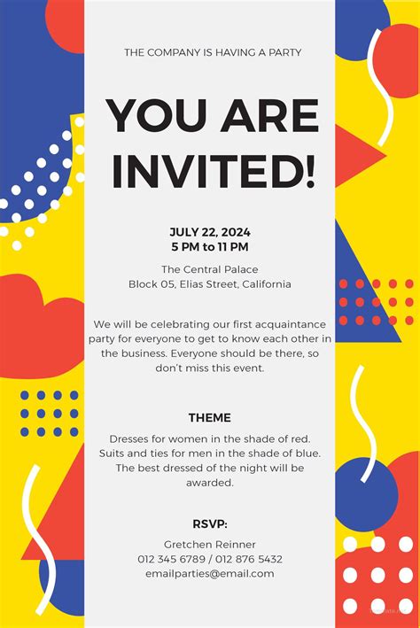 Email Party Invitation Template [Free JPG] - Illustrator, Word, Outlook ...