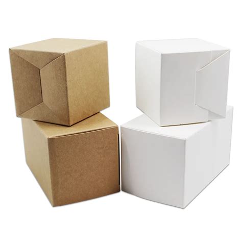 Aliexpress.com : Buy 50Pcs 5x5x5cm Square Kraft Paper White Gift Box ...