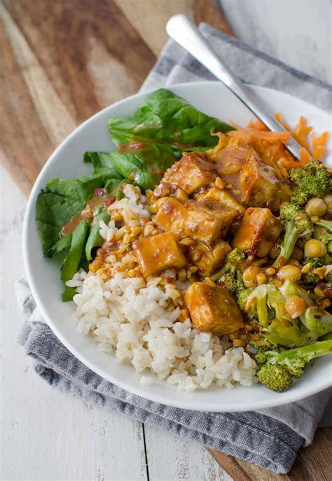 Peanut Tofu Buddha Bowl + Video - Delish Knowledge