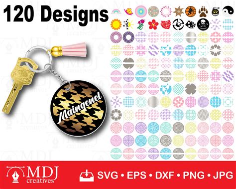 Round Keychain SVG Bundle 02 Keychain Pattern SVG Key Ring - Etsy