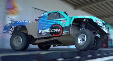 Watch A 500-HP Off-Road Racing Truck Do A 180 Off A Loading Dock