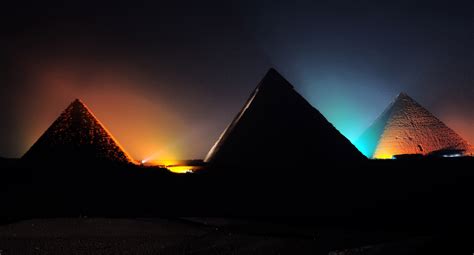 Pyramids at night in Giza, Egypt image - Free stock photo - Public ...