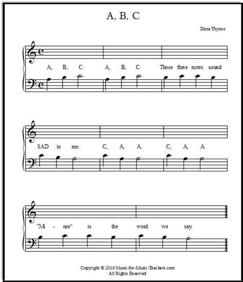 sheet music with the words abcc on it