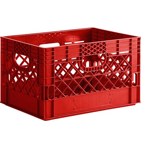 Red 24 Qt. Customizable Rectangular Milk Crate - 18 3/4" x 13" x 11"