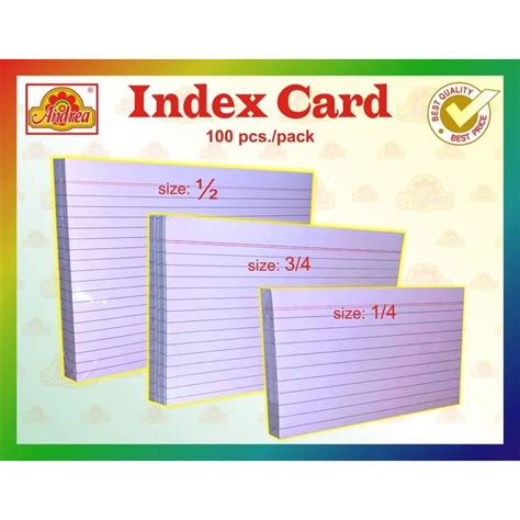 Index Card Sizes (1/2, 1/4, 1/8) | Shopee Philippines