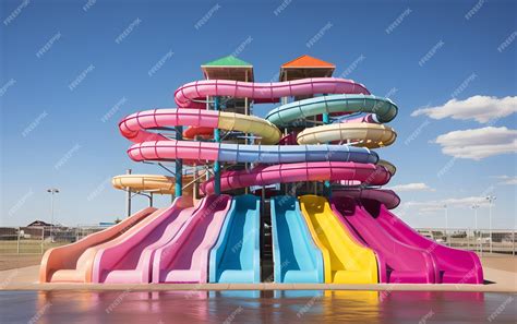 Premium AI Image | Beautiful water park with colorful water slides