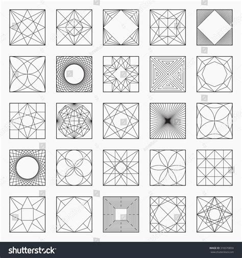 Set Geometric Elements Icons Square Pattern Stock Vector (Royalty Free ...