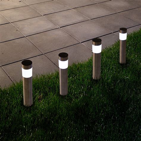 Solar Outdoor LED Light, Battery Operated Stainless Steel Path Walkway ...