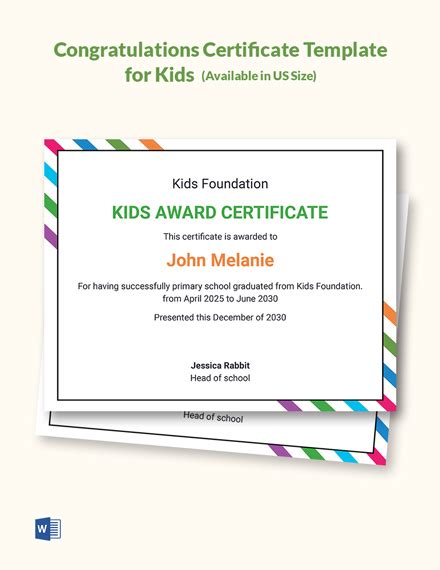 17+ Kids Certificate Templates - Free Downloads | Template.net