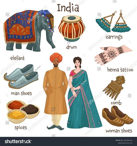 Culture Traditions India Man Woman Wearing Stock Vector (Royalty Free ...