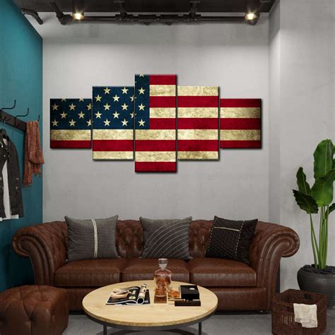 Rustic American Flag Multi Panel Canvas Wall Art | ElephantStock