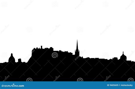 Edinburgh Skyline, Monochrome Silhouette. Cartoon Vector ...