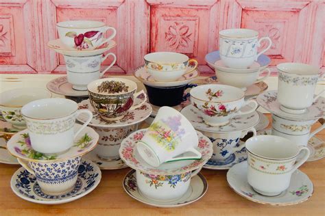 Bridal Shower Tea Party Set Vintage Wedding Tea Cup Collection Set of 4 ...