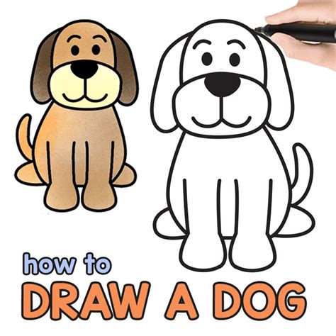 How to Draw a Dog – Step by Step Drawing Tutorial for a Cute Cartoon ...