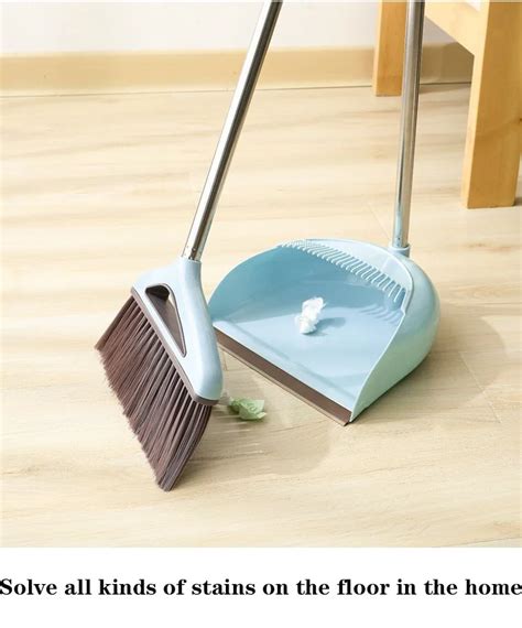 Dustpan Cleans Broom Combo With Long Handle Upright Stand Up Dustpan ...