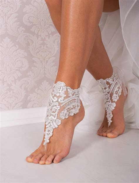 Lace Barefoot Sandals, Bridal Footless Shoes, Beach Wedding Shoes ...