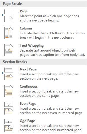 Microsoft Word Page and Section Breaks - Technoview