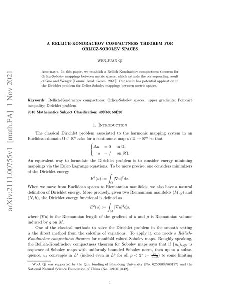 (PDF) A Rellich-Kondrachov compactness theorem for Orlicz-Sobolev spaces