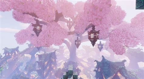 Big sakura tree in middle of fantasy town: Minecraft | Minecraft ...