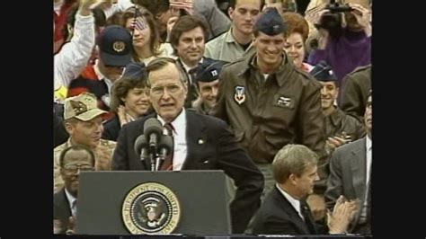 President George H.W. Bush thanks the troops after the Gulf War in 1991 ...