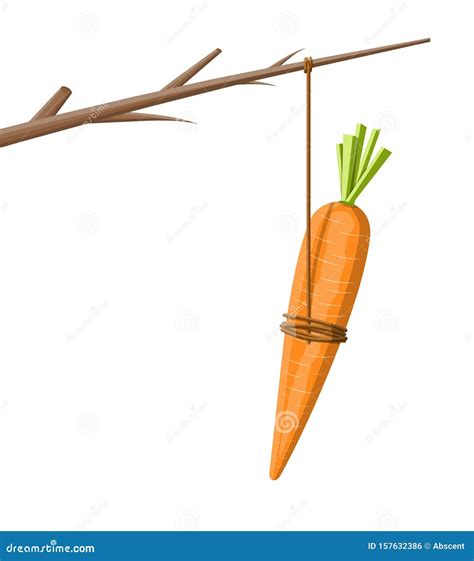 Carrot on a stick stock vector. Illustration of background - 157632386