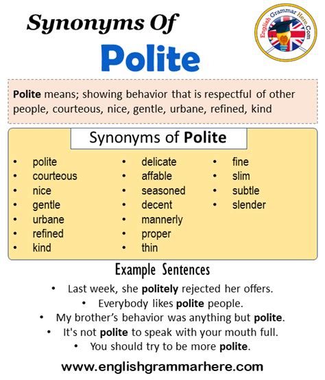 Synonyms Of Polite, Polite Synonyms Words List, Meaning and Example ...