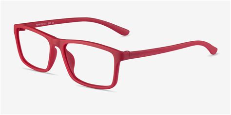 Team Rectangle Matte Red Full Rim Eyeglasses | Eyebuydirect Canada