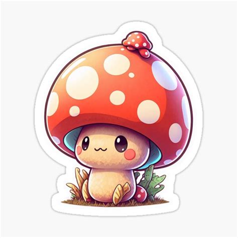 "Cute chibi mushroom, toadstool" Sticker by MarcGugDesigns | Redbubble