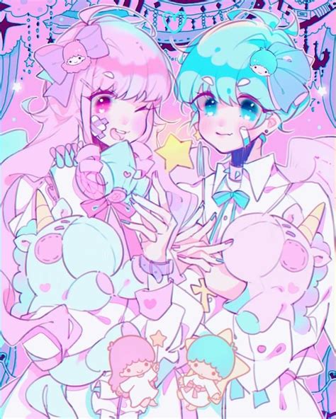 #pastel #white #love #twins #romance #art #anime #cute #kawaii #lovely ...