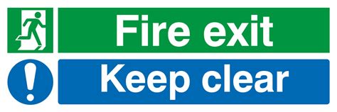 150 x 450 Fire exit keep clear 1.2mm rigid polypropylene sign - Interfix