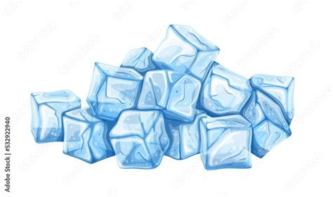 Pile of ice cubes vector illustration. Cartoon isolated cold solid icy ...