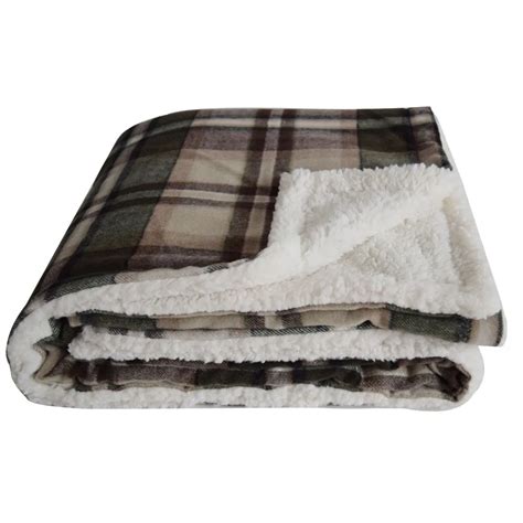 Promotion Green Plaid Blanket Throw Warm and Soft with sherpa backing ...