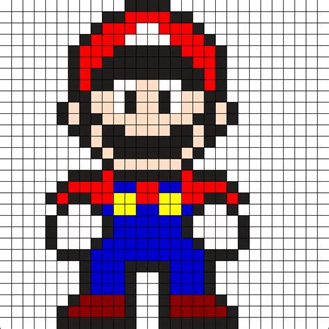 Mario by Tashar_h on Kandi Patterns in 2023 | Pixel art grid, Pixel art ...