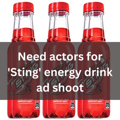 Need actors for 'Sting' energy drink ad shoot - males & females