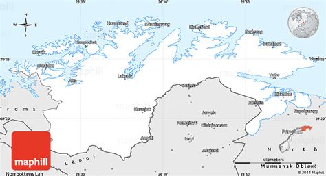 Silver Style Simple Map of Finnmark