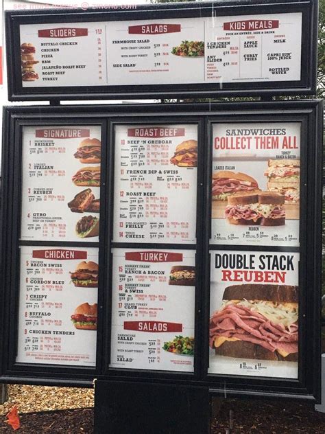 Menu at Arby's fast food, Harvey