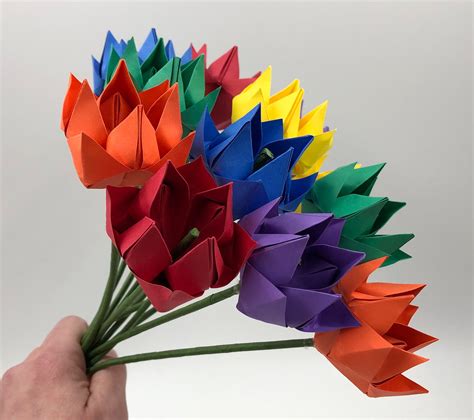 Bright Bouquet of Origami Flowers - Etsy UK