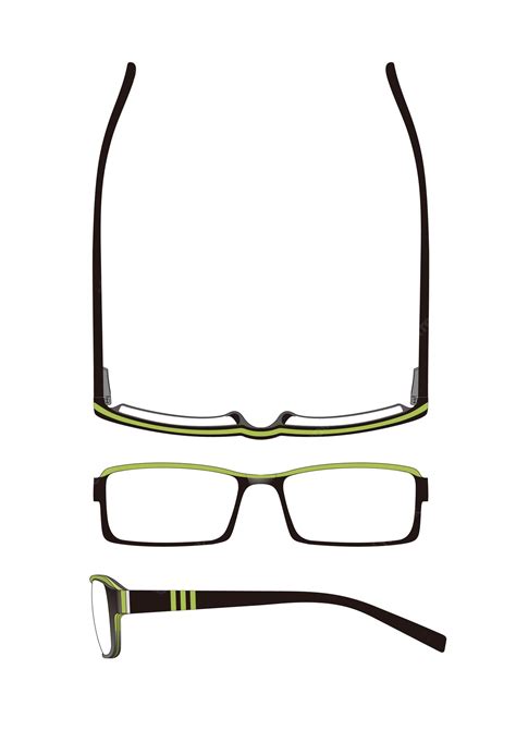 Free vector plastic frame glasses with front view top view and side ...