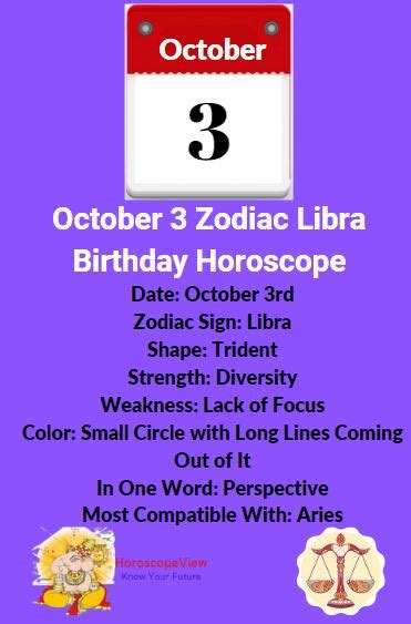 October 3 Zodiac Libra Birthday Horoscope