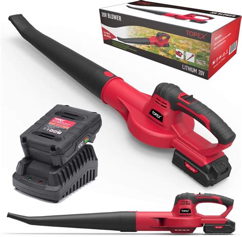 Topex 20V MAX Cordless Leaf Blower 2.0Ah Battery& Fast Charger Included ...